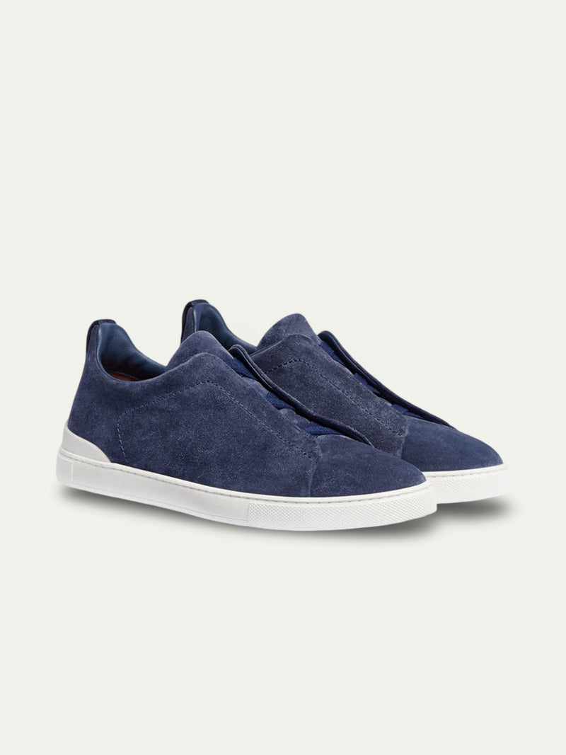 Aurello Triple Stitch Slip-On Sneakers Navy Blue