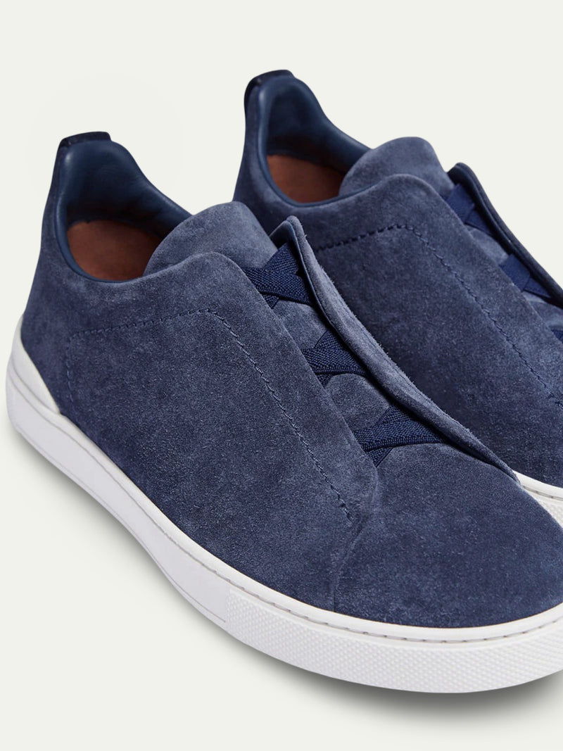 Aurello Triple Stitch Slip-On Sneakers Navy Blue
