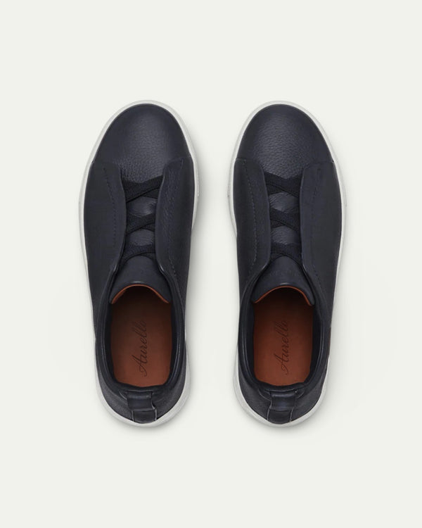 Aurello Triple Stitch Slip-On Sneakers Midnight Blue