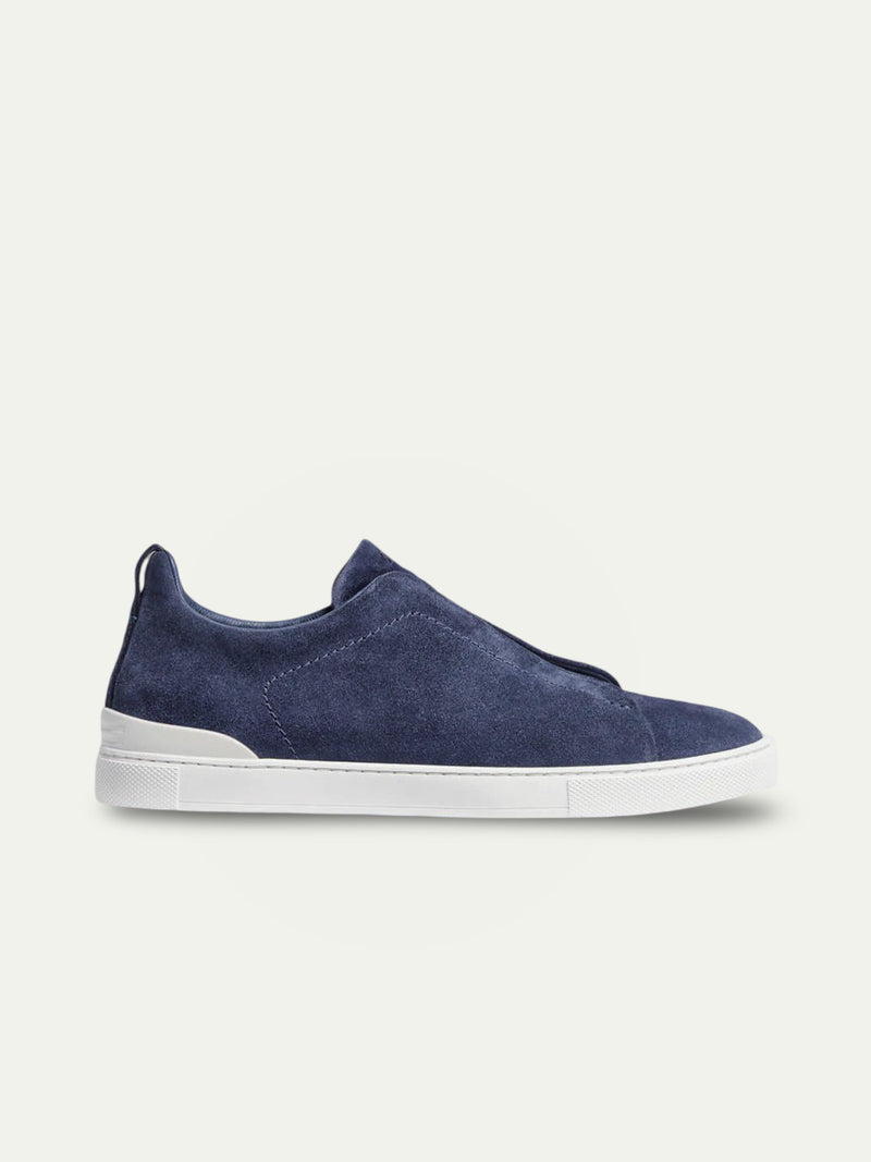 Aurello Triple Stitch Slip-On Sneakers Navy Blue