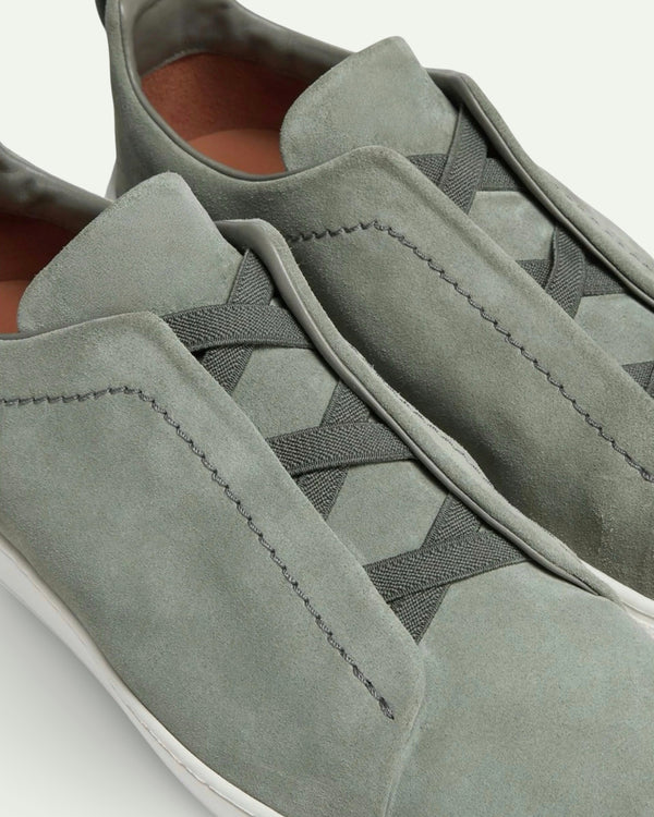 Aurello Triple Stitch Slip-On Sneakers Sage Green