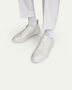 Aurello Treon Slip-On Sneakers Bone White