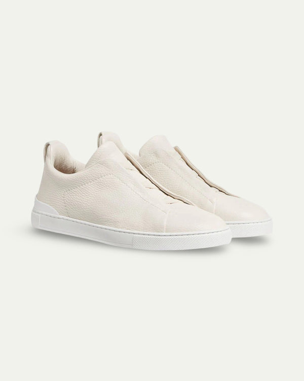 Aurello Triple Stitch Slip-On Sneakers Bone White