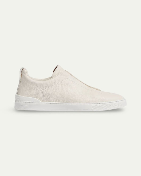 Aurello Triple Stitch Slip-On Sneakers Bone White